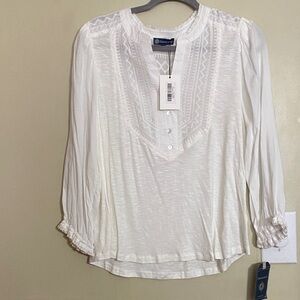 Democracy White Blouse with Embroidered Detail